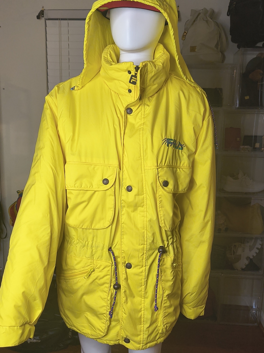 Vintage FILA Magic Line Yellow Hooded Utility Jacket